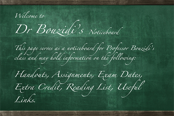 Dr Bouzidi's Noticeboard Dr Bouzidi's Noticeboard