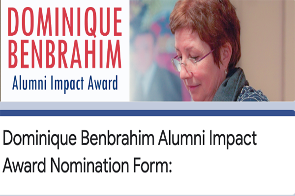 Poster: Dominique Benbrahim Alumni Impact Award/Nomination Form 2020