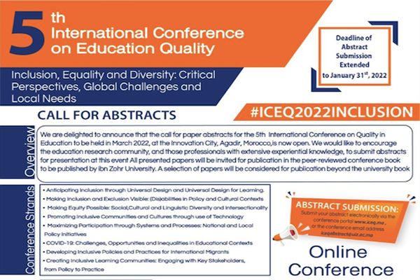 Poster: Conference/Fifth International Conference on Education Quality/March 9-11, 2022/FLSH Agadir
