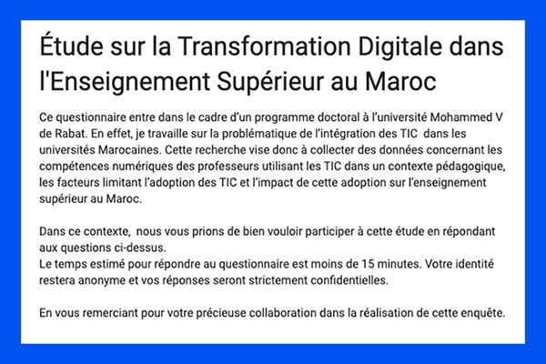 Poster: Étude sur la Transformation Digitale dans l'Enseignement Supérieur au Maroc